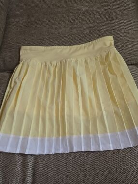 90 Degree By Reflex Yellow Pleated Mini Skirt with White Hem